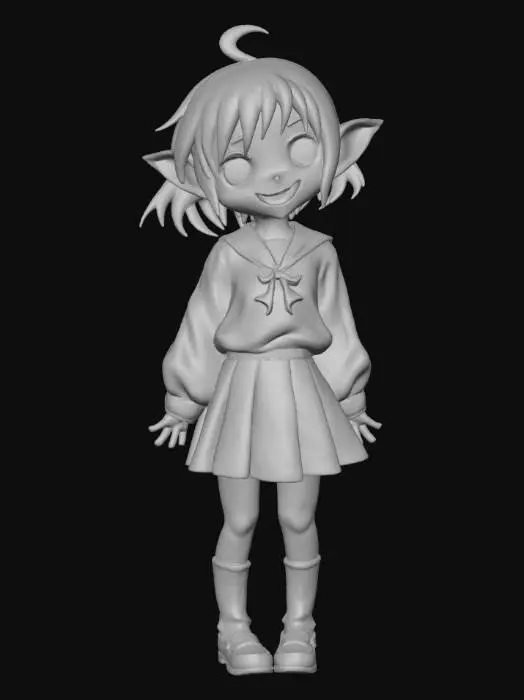 3D model for cute zombie goblin girl in seifuku, anime 90s style, #Halloween2025#
