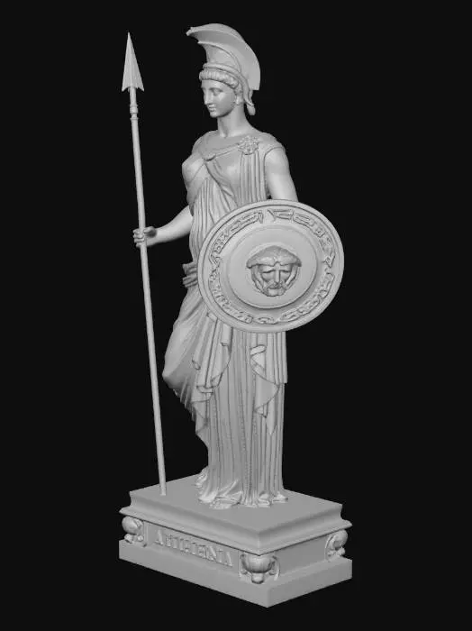 3D model for Athena with spear and shield
