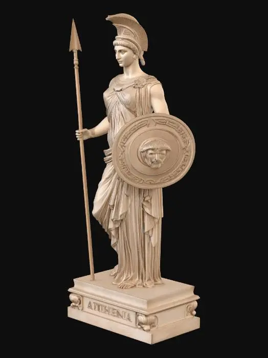 3D model for Athena with spear and shield