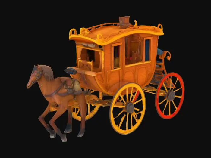 3D model for cartoon stage coach from the wild west