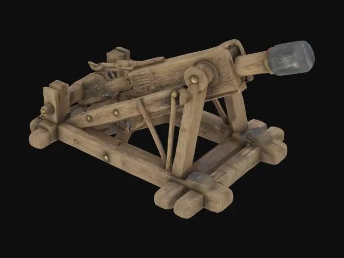3D model for large medieval catapult, ultra realistic, 4k