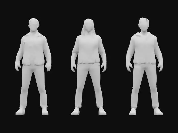 3D model for casually posing group of friends, ultra realistic, 4k