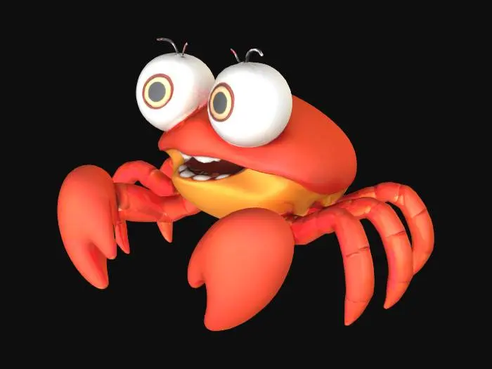 3D model for cartoon crab, 4k
