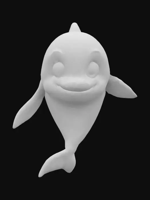 3D model for a cartoon dolphin, pixar style, 3d render