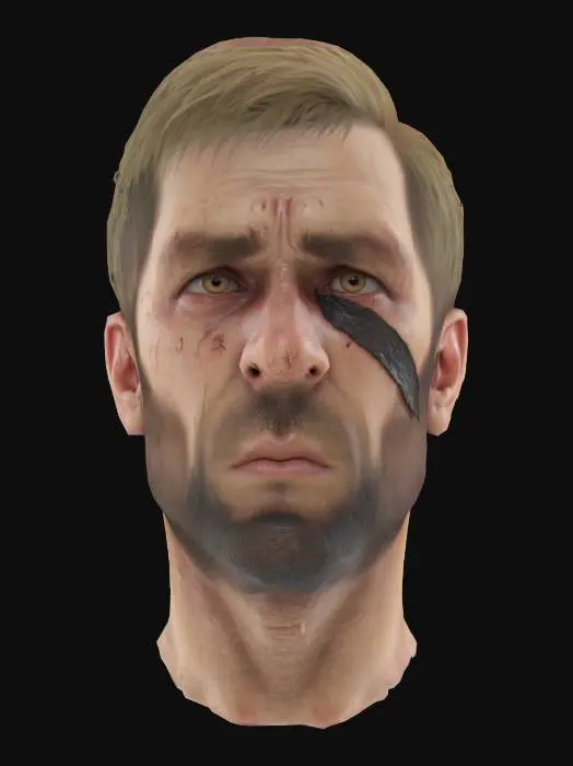 3D model for male head, rough, with scar across his eye, ultra realistic, 4k
