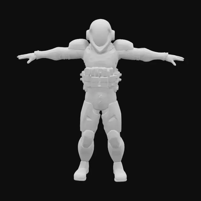 3D model for sci-fi pilot standing in a T-pose