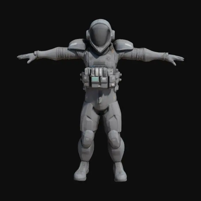 3D model for sci-fi pilot standing in a T-pose