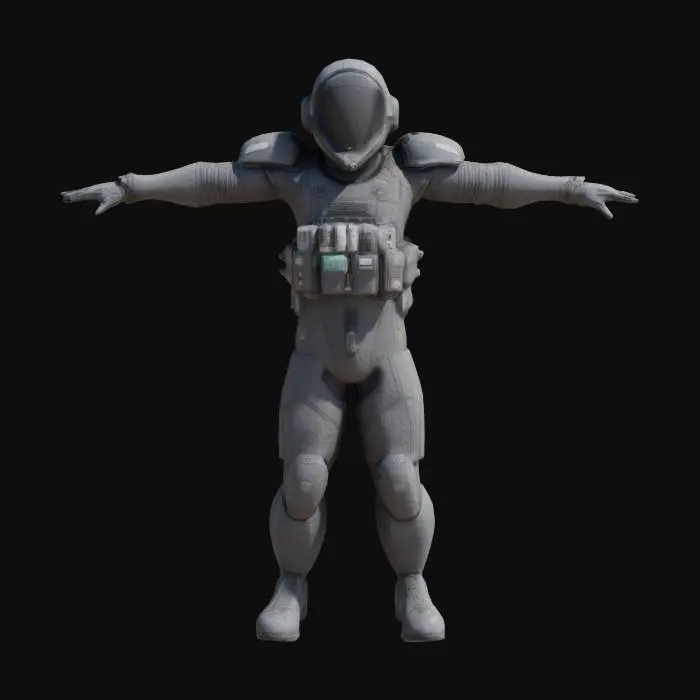 3D model for sci-fi pilot standing in a T-pose