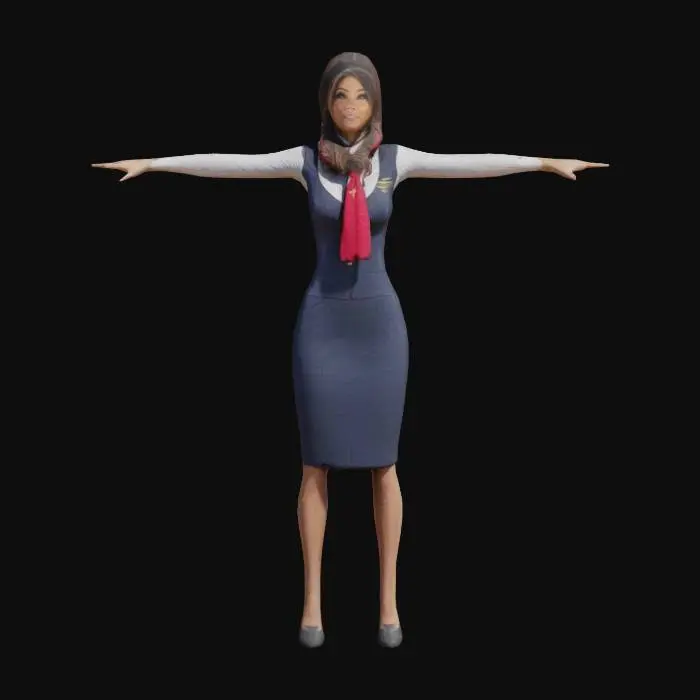 3D model for stewardess standing in a T-pose