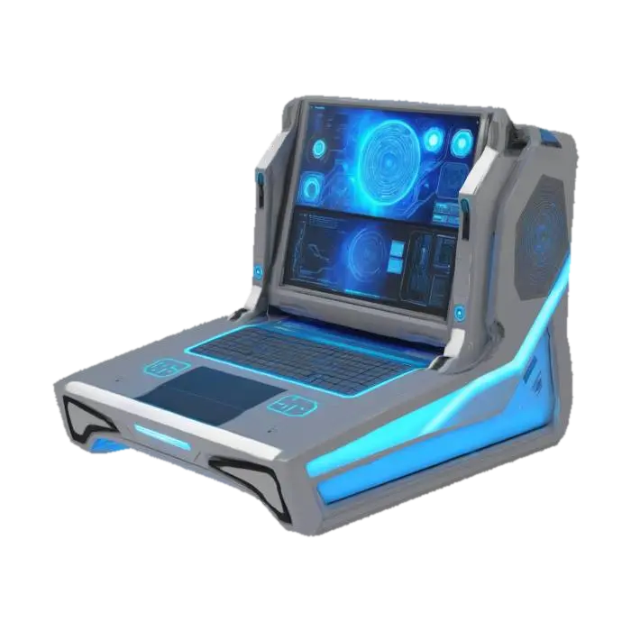 sci-fi computer 3D model, vytvořený pomocí AI