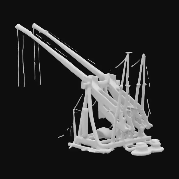 3D model for large medieval trebuchet, ultra realistic, 4k