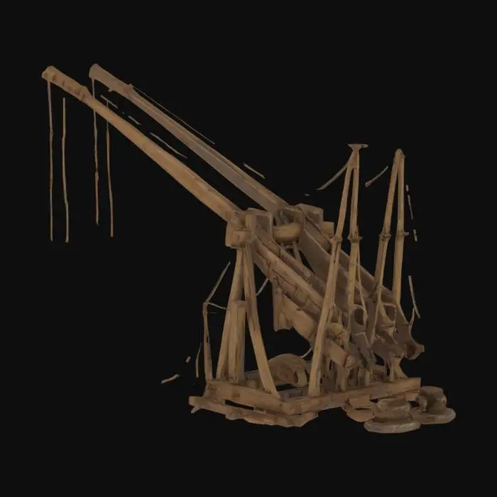 3D model for large medieval trebuchet, ultra realistic, 4k