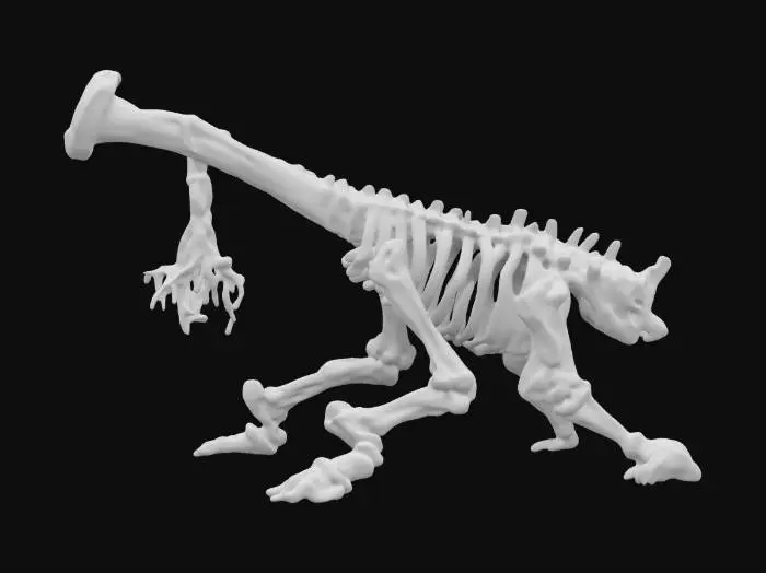 3D model for a catapult, made of meat and bones
