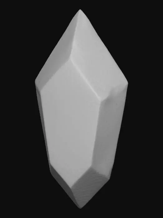 3D model for Stylized fantasy ice crystal shard, not realistic, with smooth low-poly geometry, bright frosted-blue color, soft subsurface glow, gentle inner light veins, slightly translucent edges, hand-painted texture feel, no background, clean silhouette, centered, suitable as game asset for tower defense, magical frost theme, consistent shape and volume, elegant and visually readable.