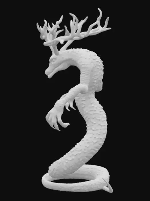 3D model for basic lindworm type of beast with no wings and no legs just arms in the front visible scales throughout the body and its long tail stretching out of the back like a snake. its arms have powerful sharp claws. on its head there's two large horns popping out towards the back with like a strong branch type look.