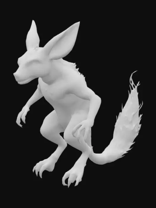 3D model for Kangaroo, fused with a fire demon