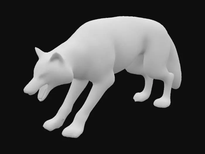 3D model for Wilder blauäugiger wolf/majestätisch/wittert gefahr/Kopf gesenkt/ Zähne flätschen/Schwanz buschig gestreckt/prächtiges Fell/große scharfe Zähne/Narbe übers rechte auge 