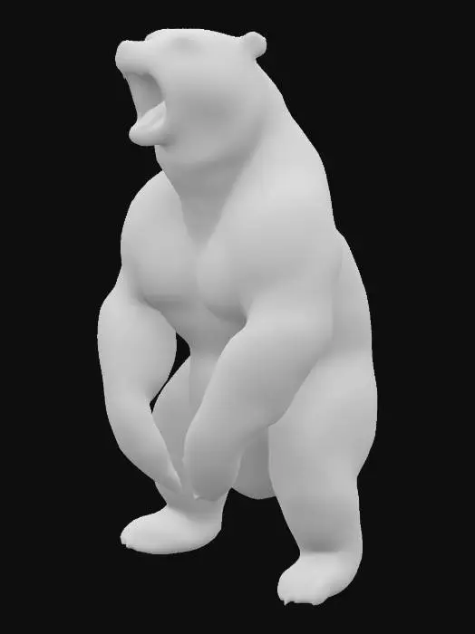 3D model for Grizzlybärfigur/prächtig/muskulös/steht auf den Hinterbeinen/Maul geöffnet/Große Zähne