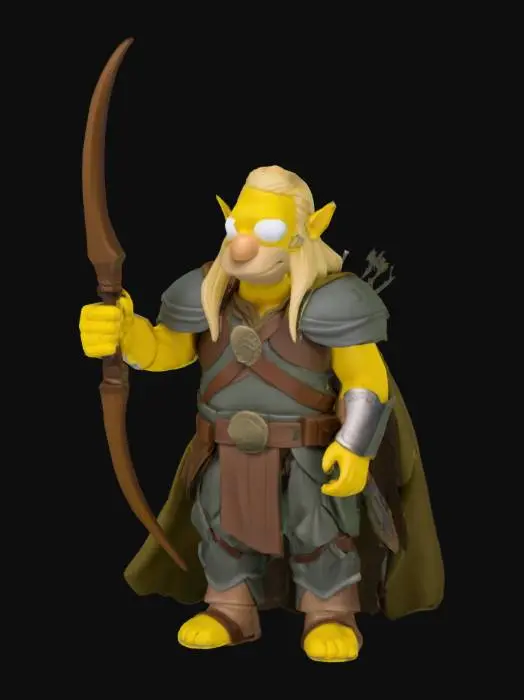 3D model for Homer Simpson as legolas, lotr, detailed