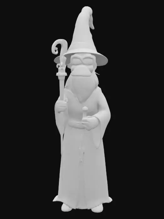 3D model for Homer Simpson as grey gandalf, lotr, detailed