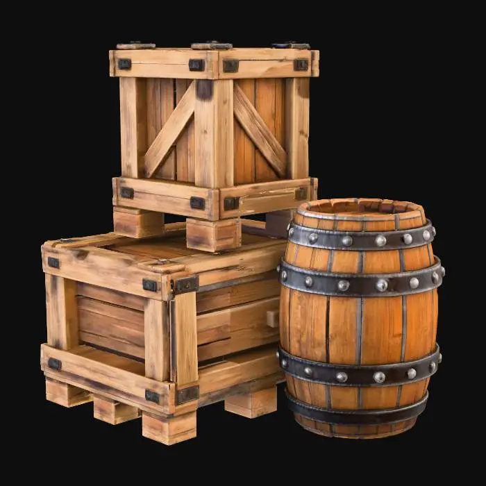 3D model for Crates and Barrel