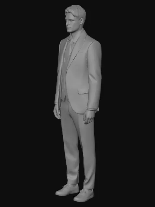 3D model for Rosé Pink Three-Piece Suit Look
