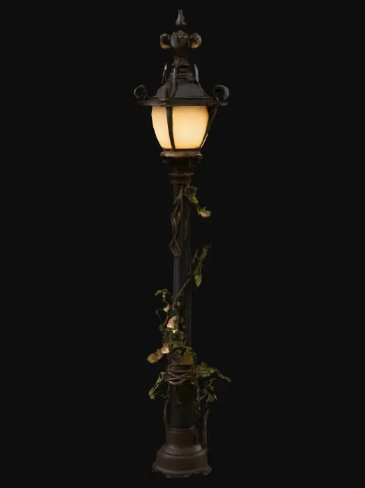 3D model for Generate me a majestic street lamp with dark fantasy tone