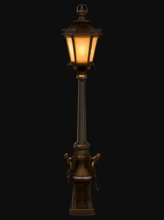 3D model for Generate me a majestic street lamp with dark fantasy tone