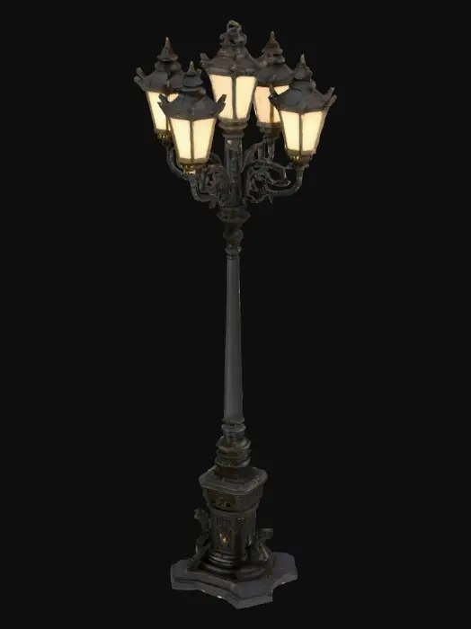 3D model for Generate me a majestic street lamp with dark fantasy tone