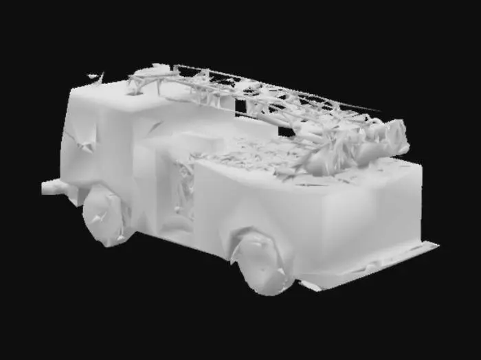 3D model for generic fire truck with ladder, hoses and equipment