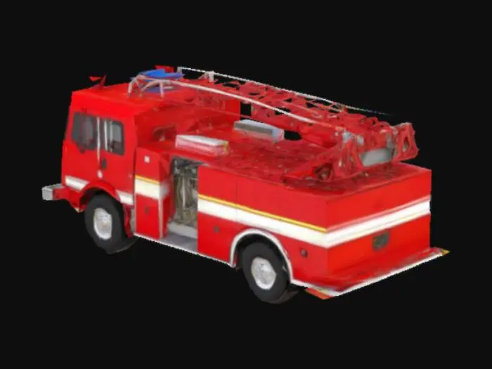 3D model for generic fire truck with ladder, hoses and equipment