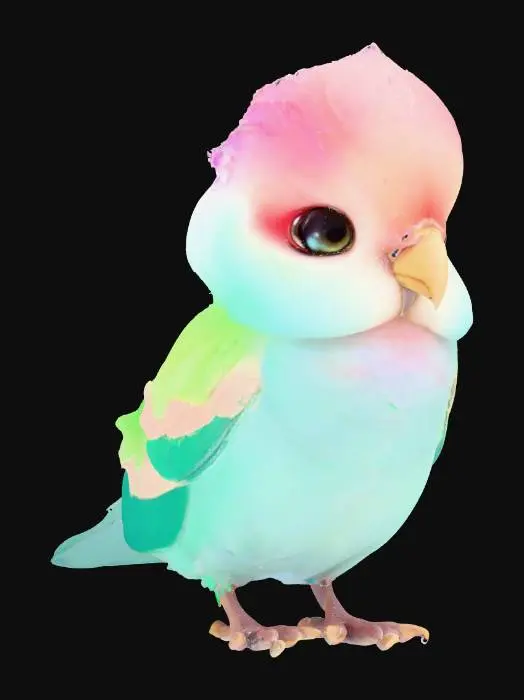 3D model for cocatrice, styliser cute, gros yeux, aurora couleur, chibi