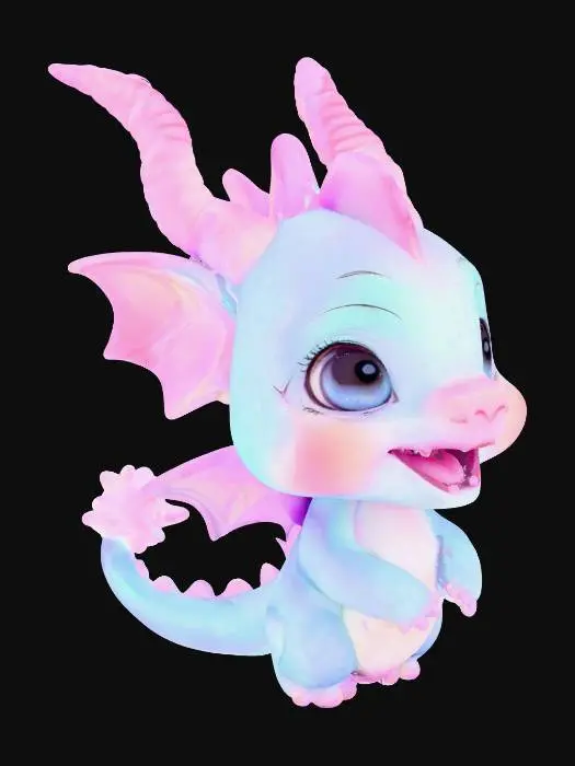 3D model for cocatrice, styliser cute, gros yeux, aurora couleur, chibi