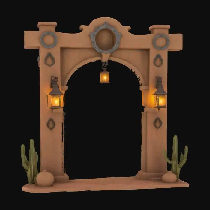 3D model for tall arch in old west with some decoration 