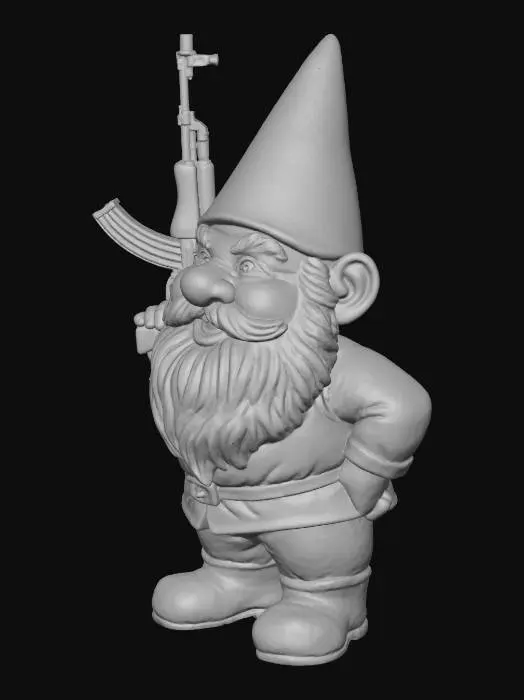 3D model for Ein typischer deutscher Gartenzwerg, aber mit einer AK47 in Pose