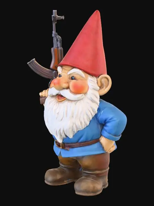 3D model for Ein typischer deutscher Gartenzwerg, aber mit einer AK47 in Pose