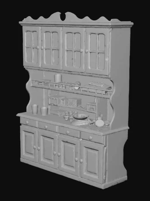 3D model for Wooden Kitchen Hutch