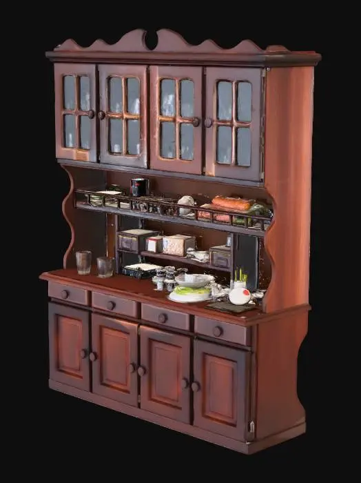 3D model for Wooden Kitchen Hutch