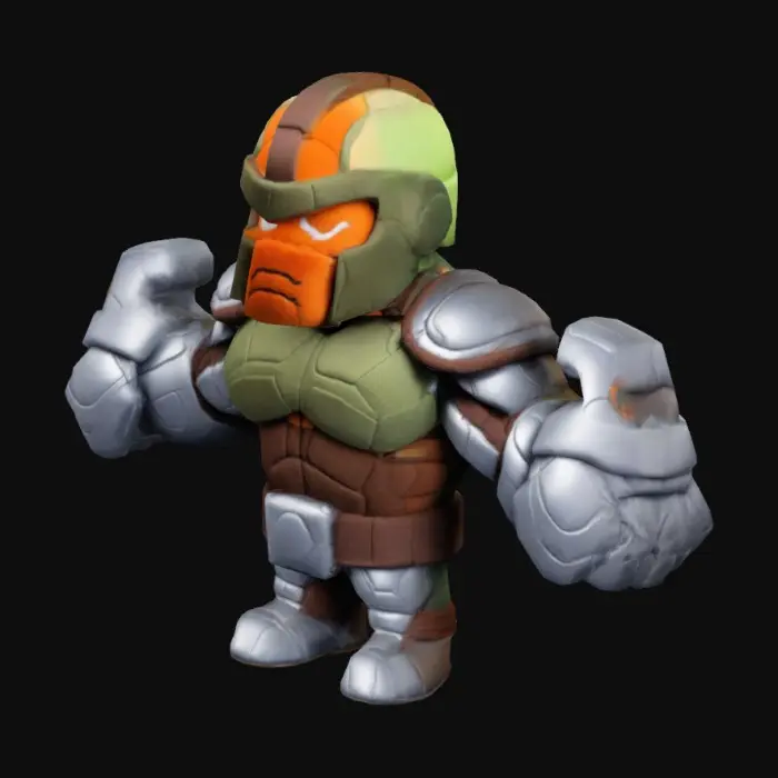 3D model for #plushie# muscular doom slayer as a plushie with gym armor