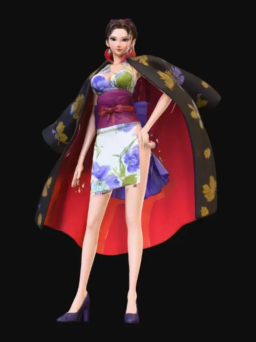 3D model for Character in Floral Kimono