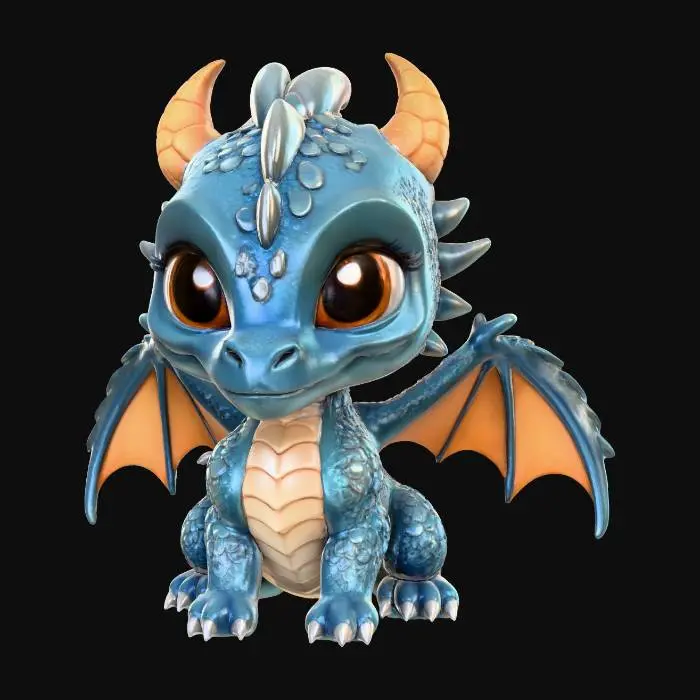 3D model for Blue Dragon Hatchling