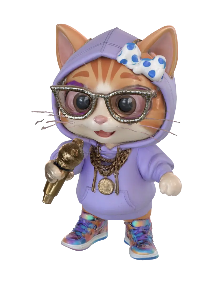 Rapping Kitten - Rhythm 3D model, vytvořený pomocí AI