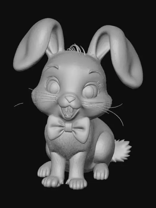 3D model for #Halloween2025#, a cute black Halloween bunny, wearing a orange bow.