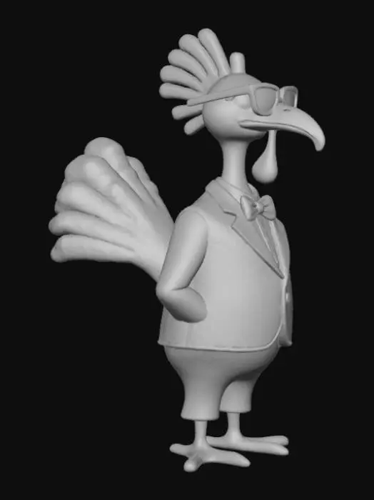 3D model for #Thanksgiving#, cute funny turkey wearing suit and tie, sunglasses
