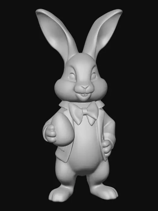 3D model for #EasterEgg2026#, ultra cute Easter bunny wearing a bowtie and jacket, holding a easter egg