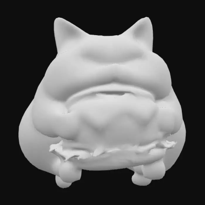 3D model for #food#, chubby fat cat munching giant hamburger
