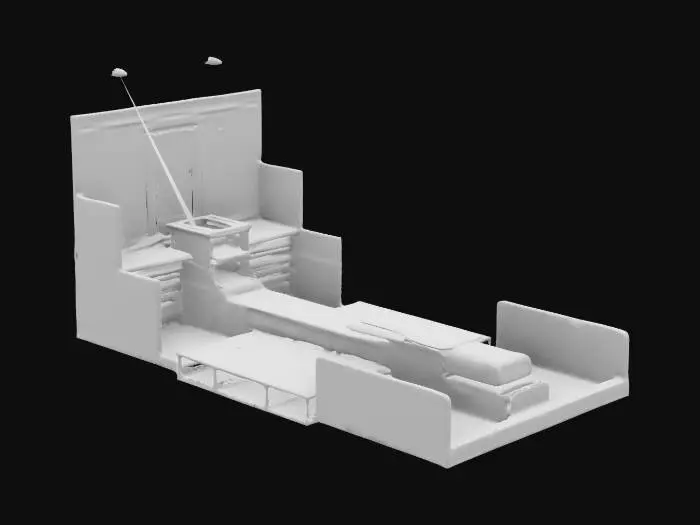 3D model for The interior of the top floor of a very large rectangular paper mill