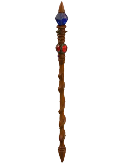 โมเดล 3D ของ Basic wooden mage staff, with a primary color gem, wood going around the crystal. - Stick สร้างโดย AI