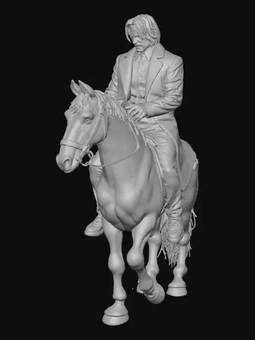 3D model for John Wick riding a pony holding an AK47