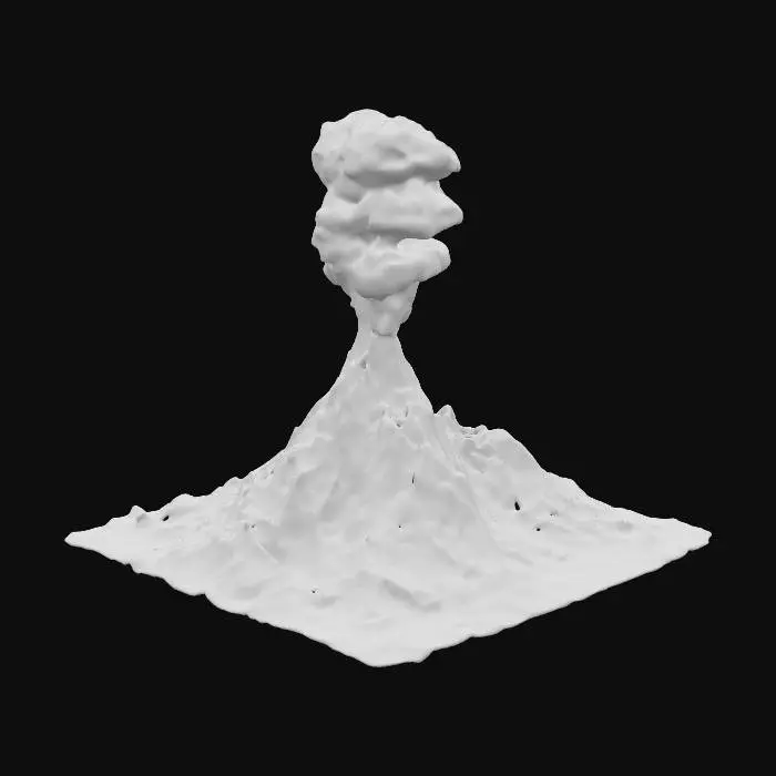 3D model for Volcano erupting